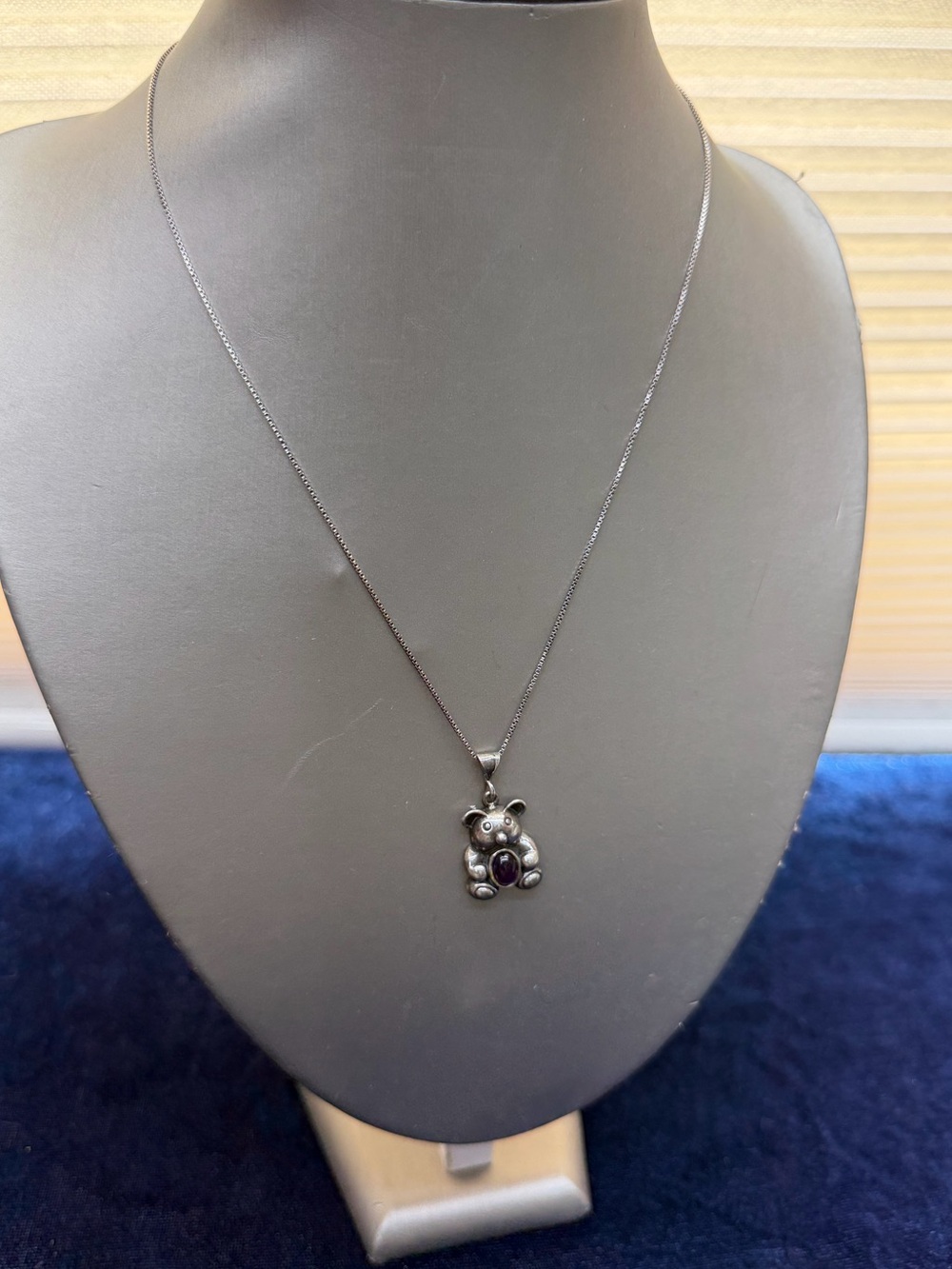 925 Sterling Silver Teddy Bear Pendant Necklace